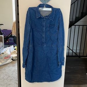 Top Shop moto long sleeve denim mini dress